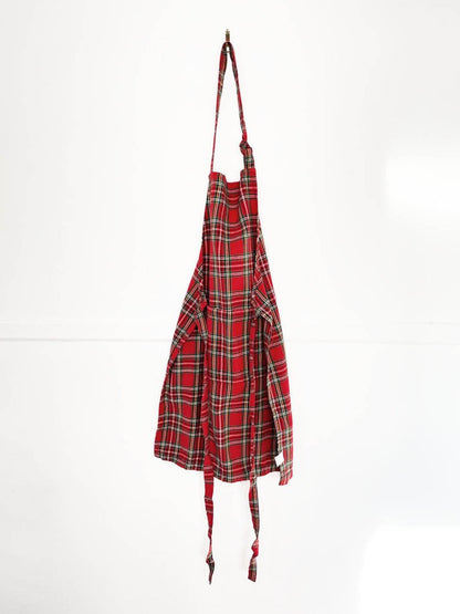 vintage tartan woven holiday apron - good market thrift store