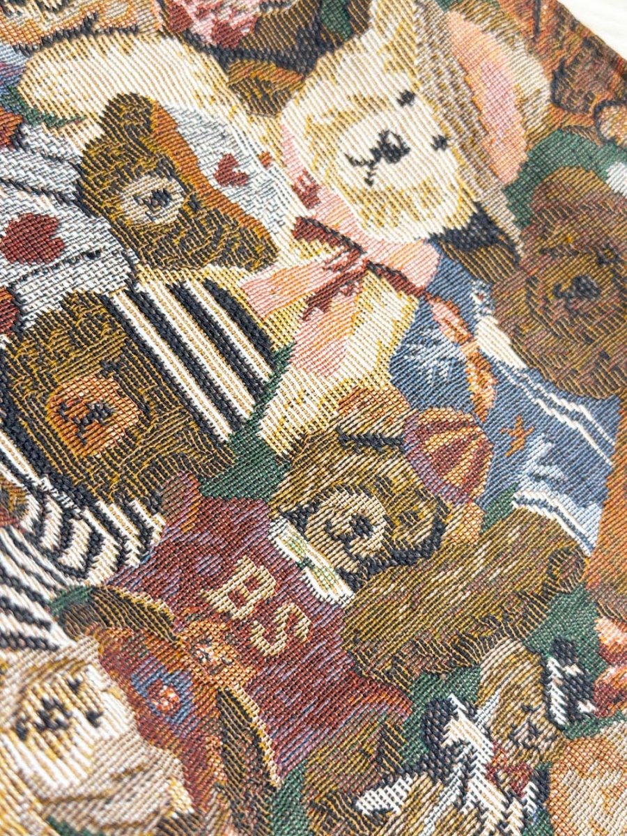 vintage teddy bears woven shoulder tote bag - good market thrift store