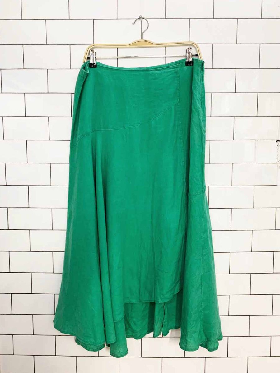 vintage terraware earth aware linen-blend asymmetrical maxi skirt - good market thrift store