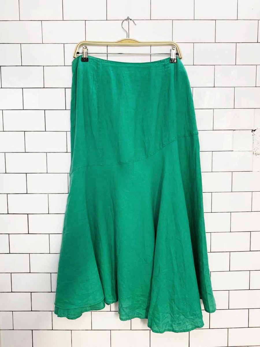 vintage terraware earth aware linen-blend asymmetrical maxi skirt - good market thrift store