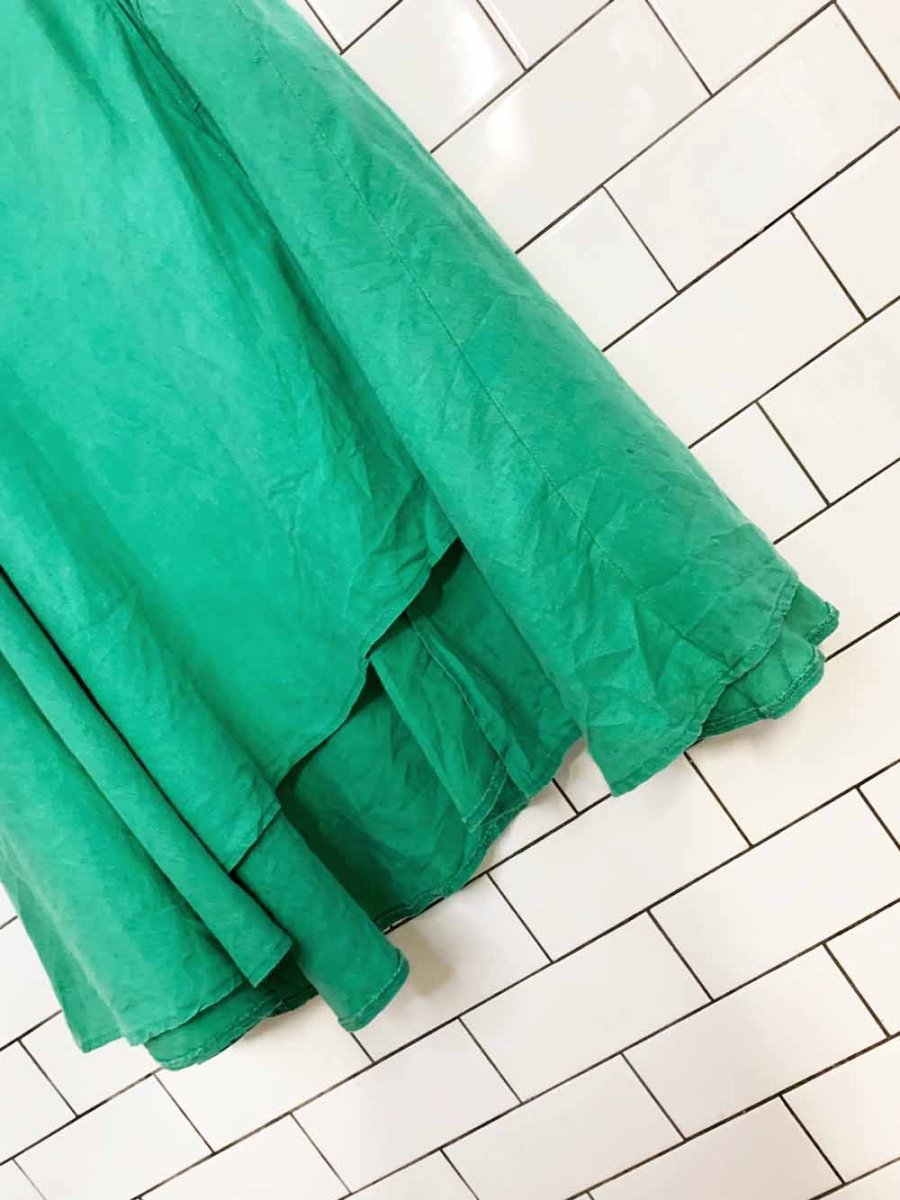vintage terraware earth aware linen-blend asymmetrical maxi skirt - good market thrift store