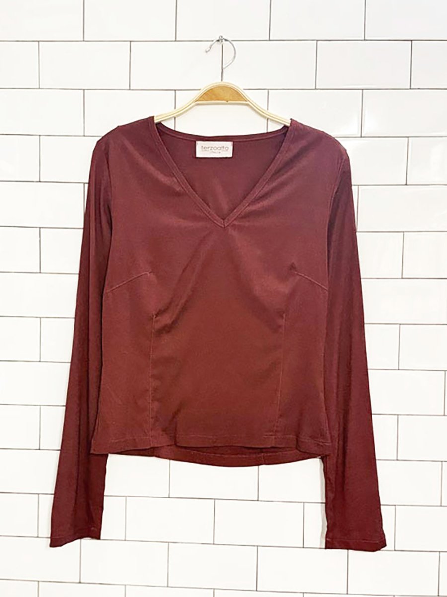 vintage terzoatto v - neck stretch long sleeve top | made in Italy - good market thrift store
