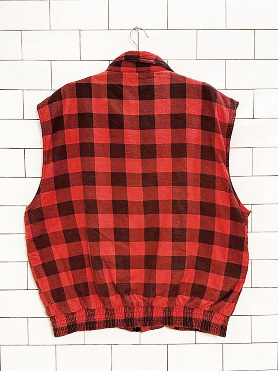 vintage the great plains full zip plaid batted vest - good market thrift store