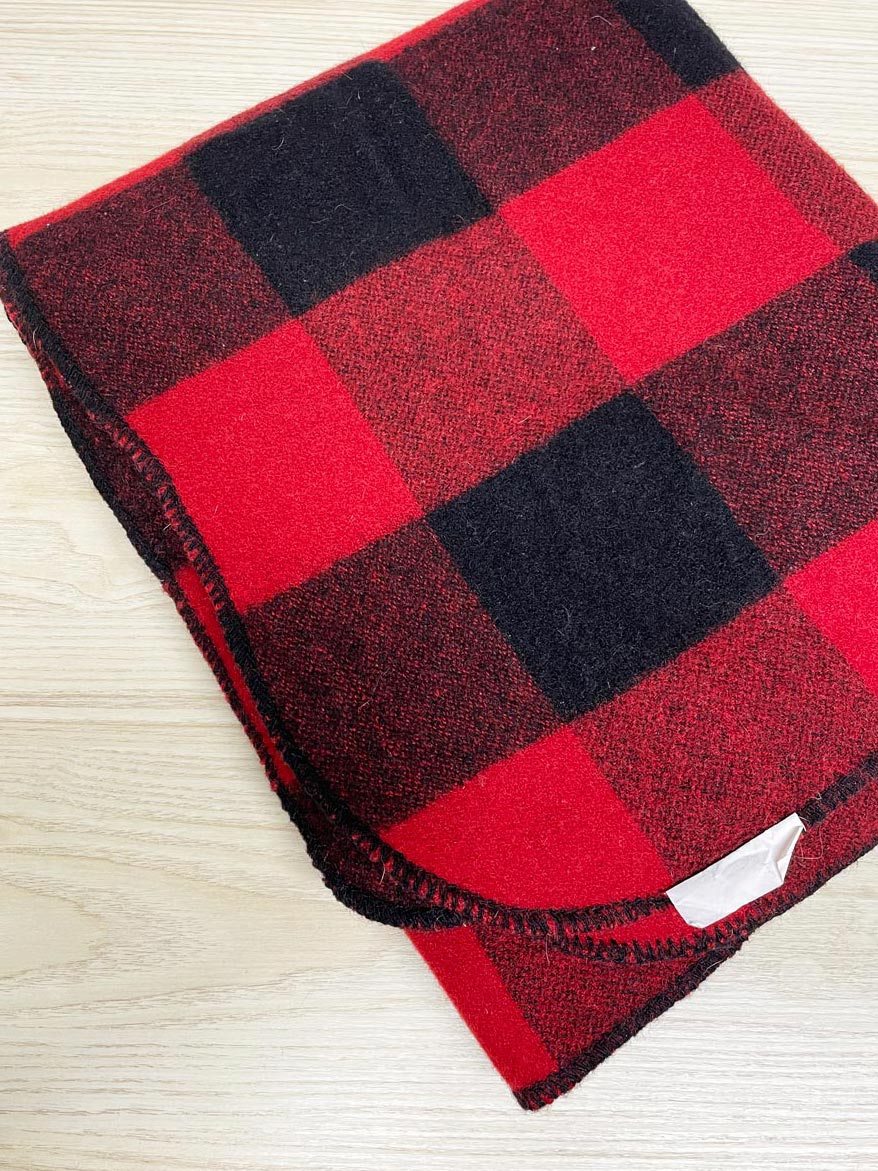 vintage the northwestern company wool - blend marlboro red check blanket | made in USA - good market thrift store