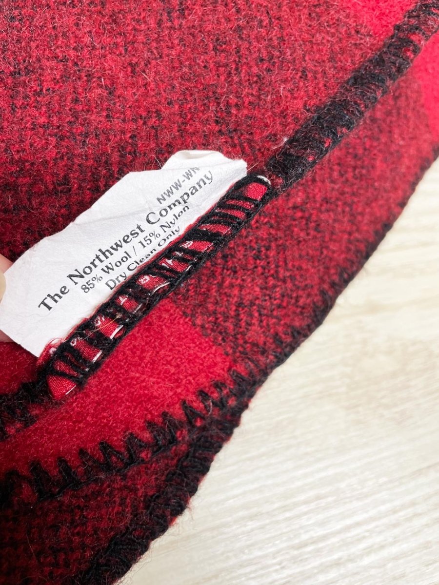 vintage the northwestern company wool - blend marlboro red check blanket | made in USA - good market thrift store