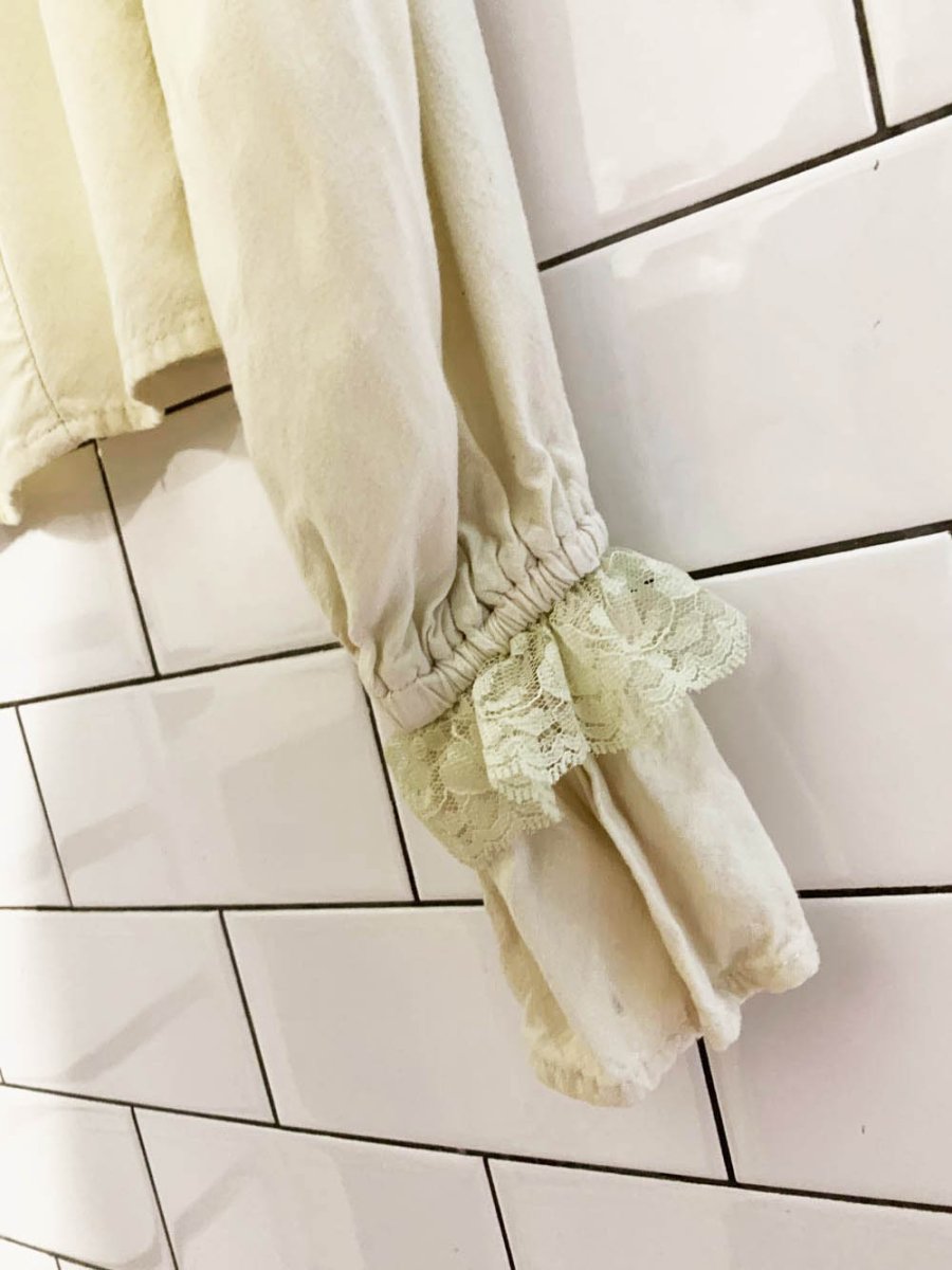 vintage thorn & fable soft victorian lace sleeve full button - good market thrift store