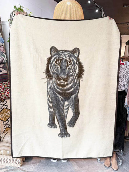 vintage tiger soft fleece camp blanket | made in West Germany - good market thrift store