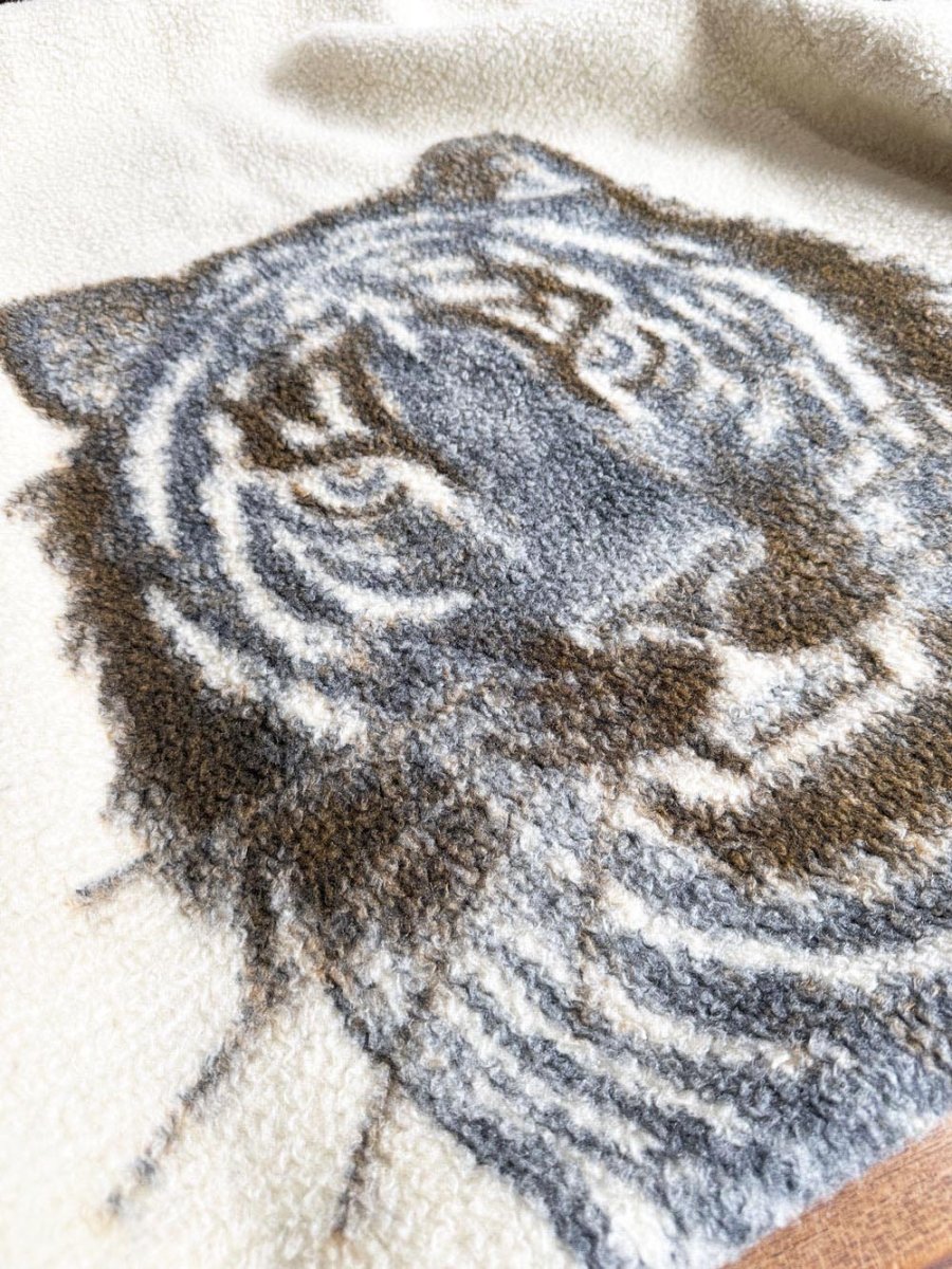 vintage tiger soft fleece camp blanket | made in West Germany - good market thrift store