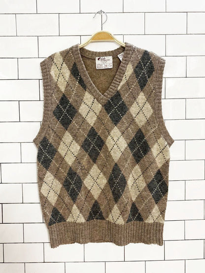 vintage tiptop 100% wool argyle knit sweater vest | club international - good market thrift store