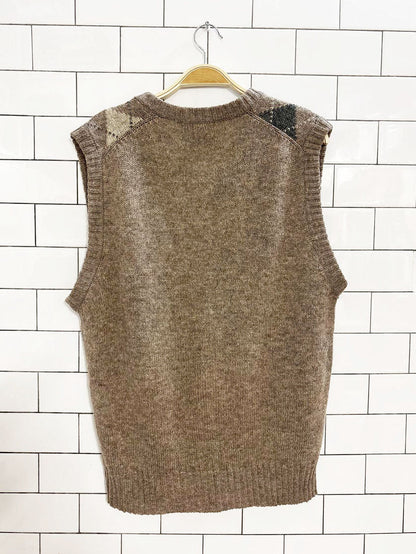 vintage tiptop 100% wool argyle knit sweater vest | club international - good market thrift store