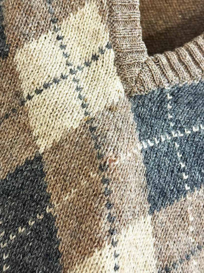 vintage tiptop 100% wool argyle knit sweater vest | club international - good market thrift store