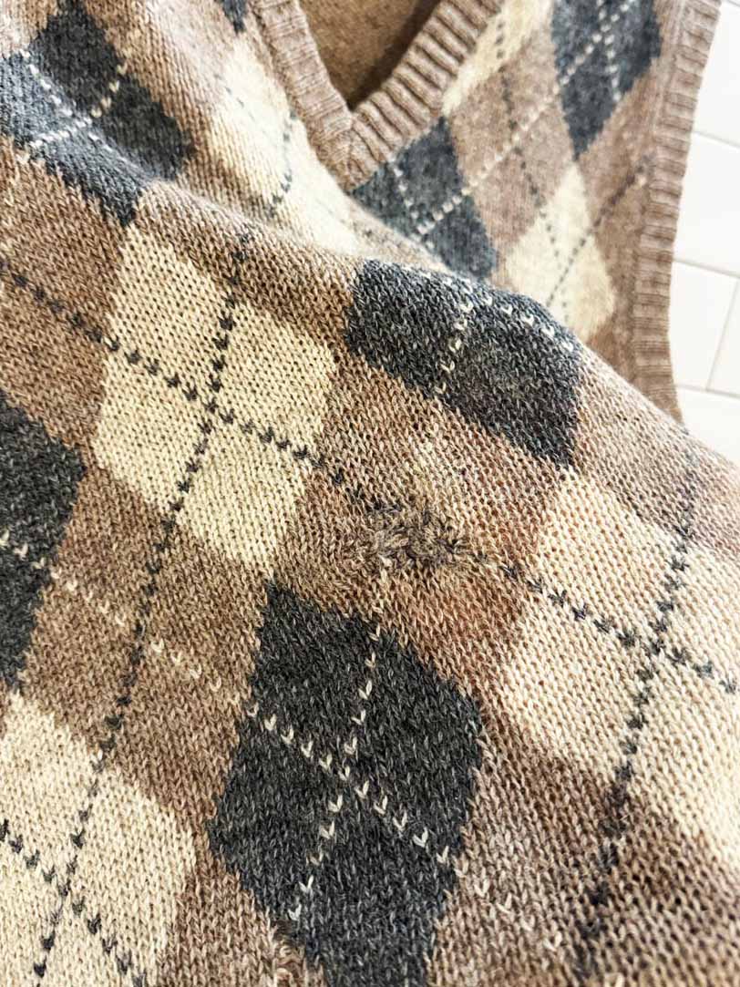 vintage tiptop 100% wool argyle knit sweater vest | club international - good market thrift store