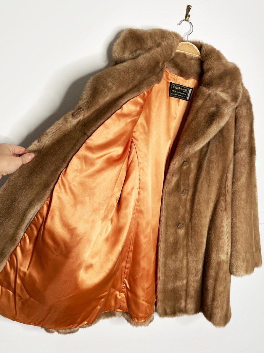 vintage tissavel france faux fur mink jacket - good market thrift store
