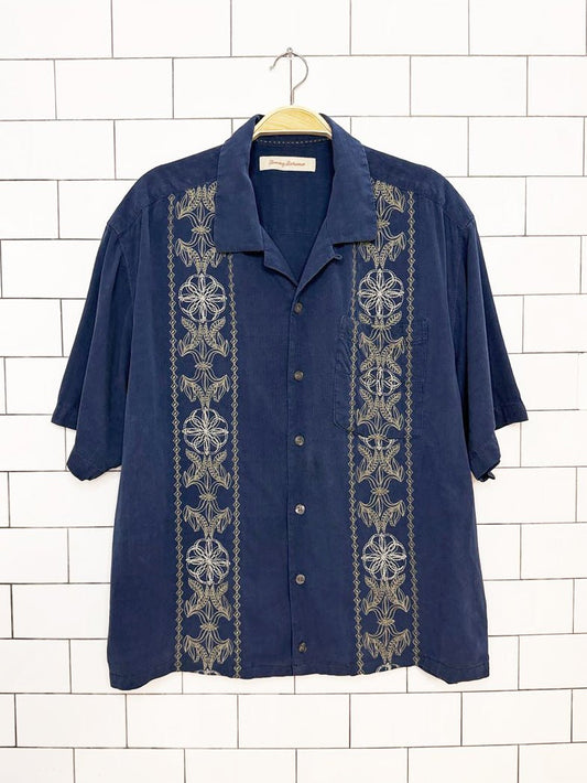 vintage tommy bahama 100% silk embroidered resort shirt - good market thrift store