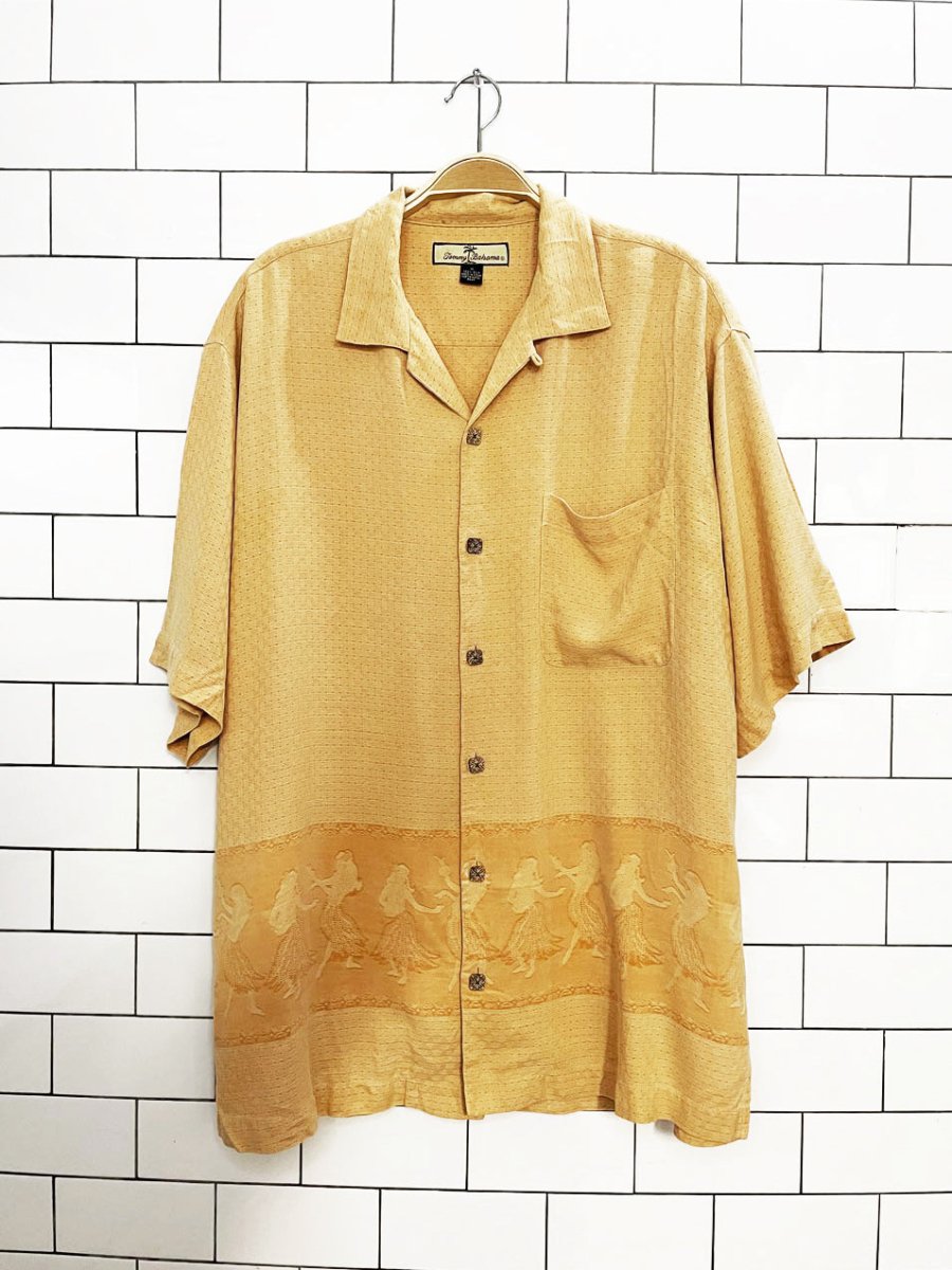 vintage tommy bahama 100% silk hula dancer full cabana button shirt - good market thrift store