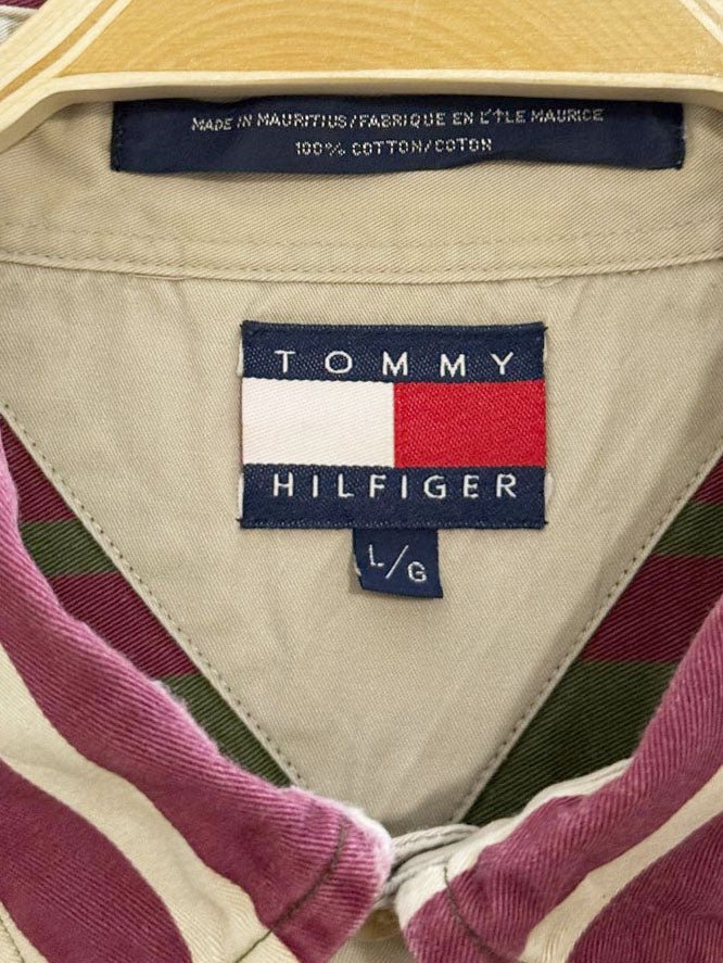 vintage tommy hilfiger crest pocket striped shirt - good market thrift store