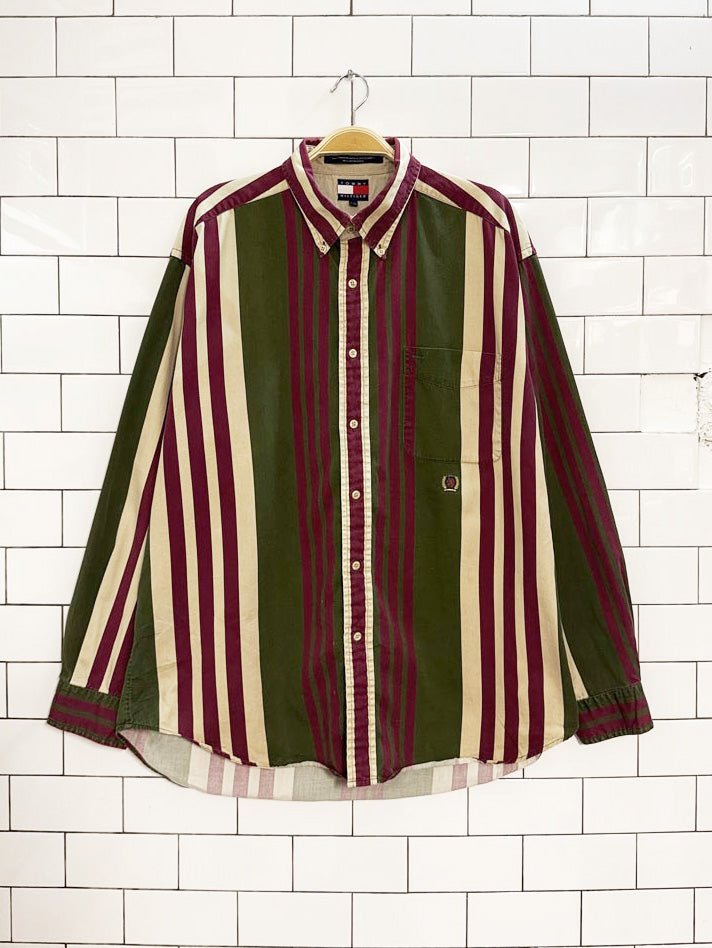 vintage tommy hilfiger crest pocket striped shirt - good market thrift store