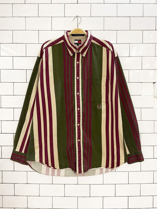 vintage tommy hilfiger crest pocket striped shirt - good market thrift store