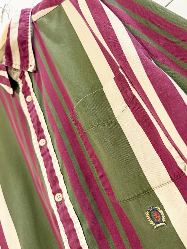 vintage tommy hilfiger crest pocket striped shirt - good market thrift store