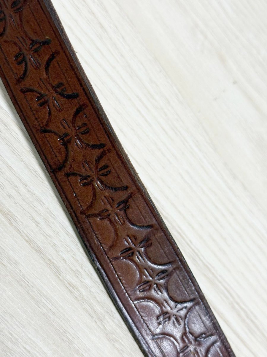 vintage tooled leather belt - good market thrift store