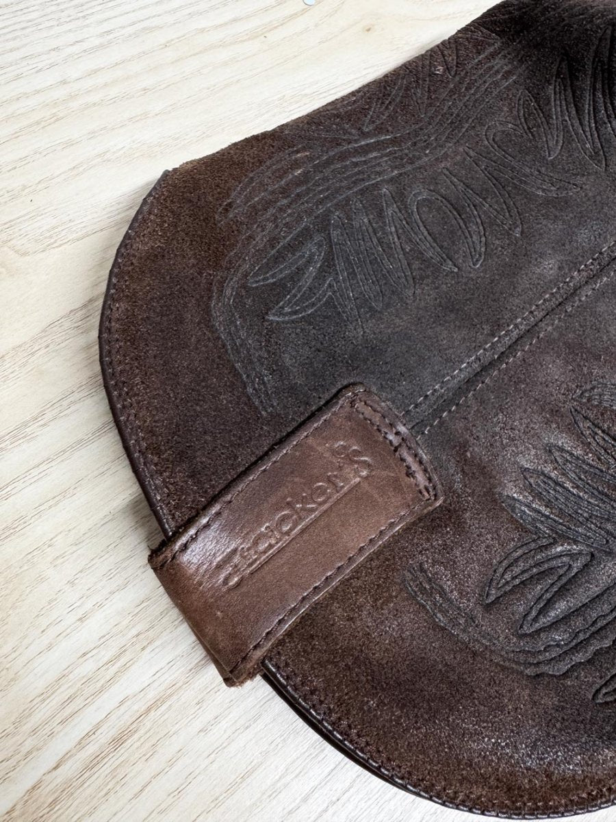 vintage trackers soft leather western stitch two-tone cowboy boots - good market thrift store
