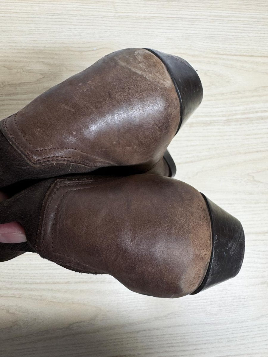 vintage trackers soft leather western stitch two-tone cowboy boots - good market thrift store