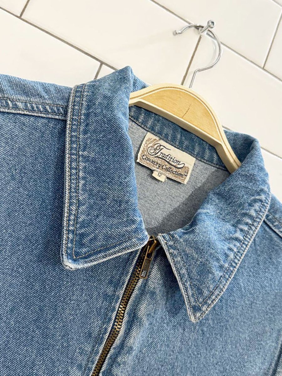 vintage tradition country collections full zip denim vest top - good market thrift store