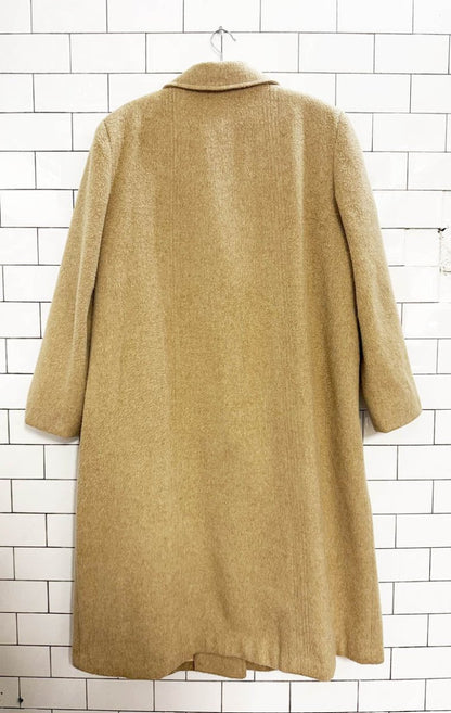 vintage tradition wool - camel shaved stripe detail coat | made in Canada - good market thrift store