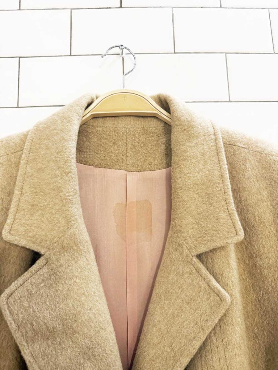vintage tradition wool - camel shaved stripe detail coat | made in Canada - good market thrift store