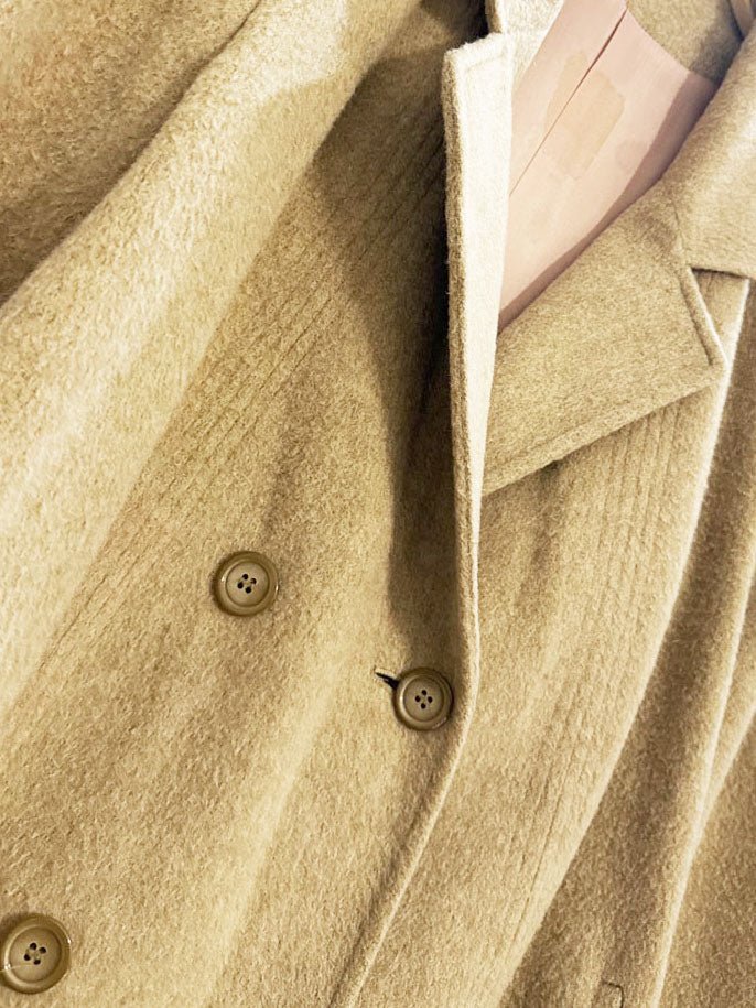vintage tradition wool - camel shaved stripe detail coat | made in Canada - good market thrift store