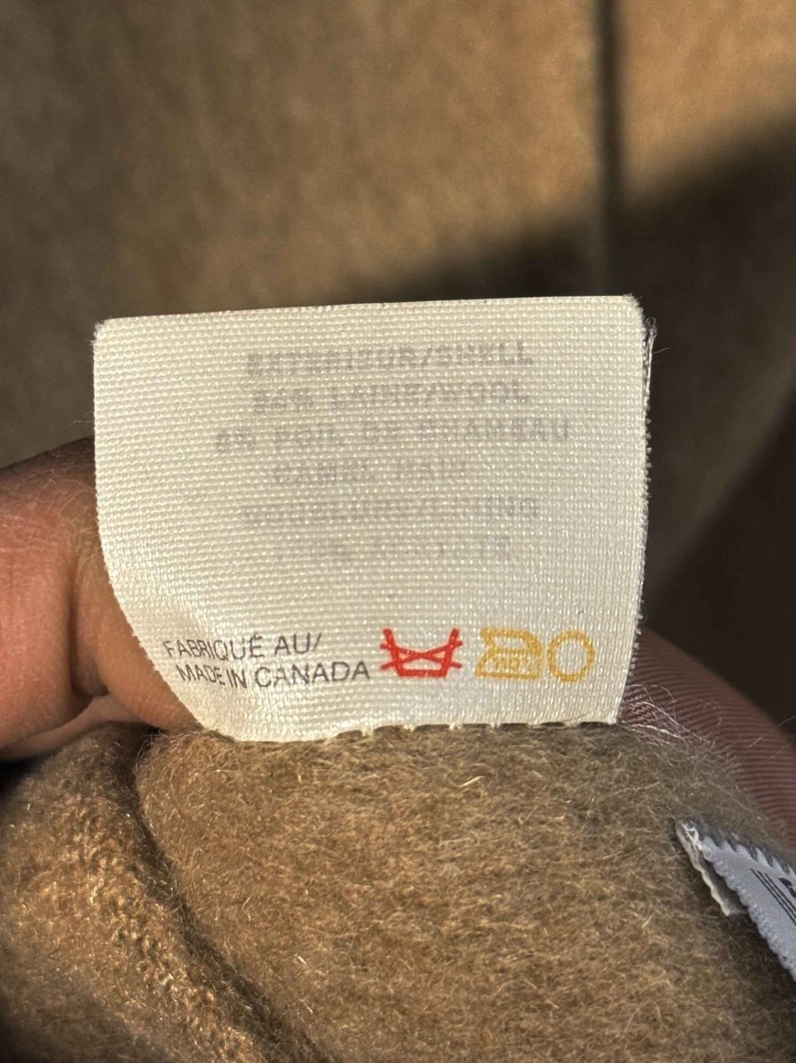 vintage tradition wool - camel shaved stripe detail coat | made in Canada - good market thrift store