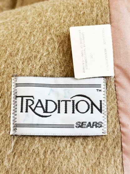 vintage tradition wool - camel shaved stripe detail coat | made in Canada - good market thrift store