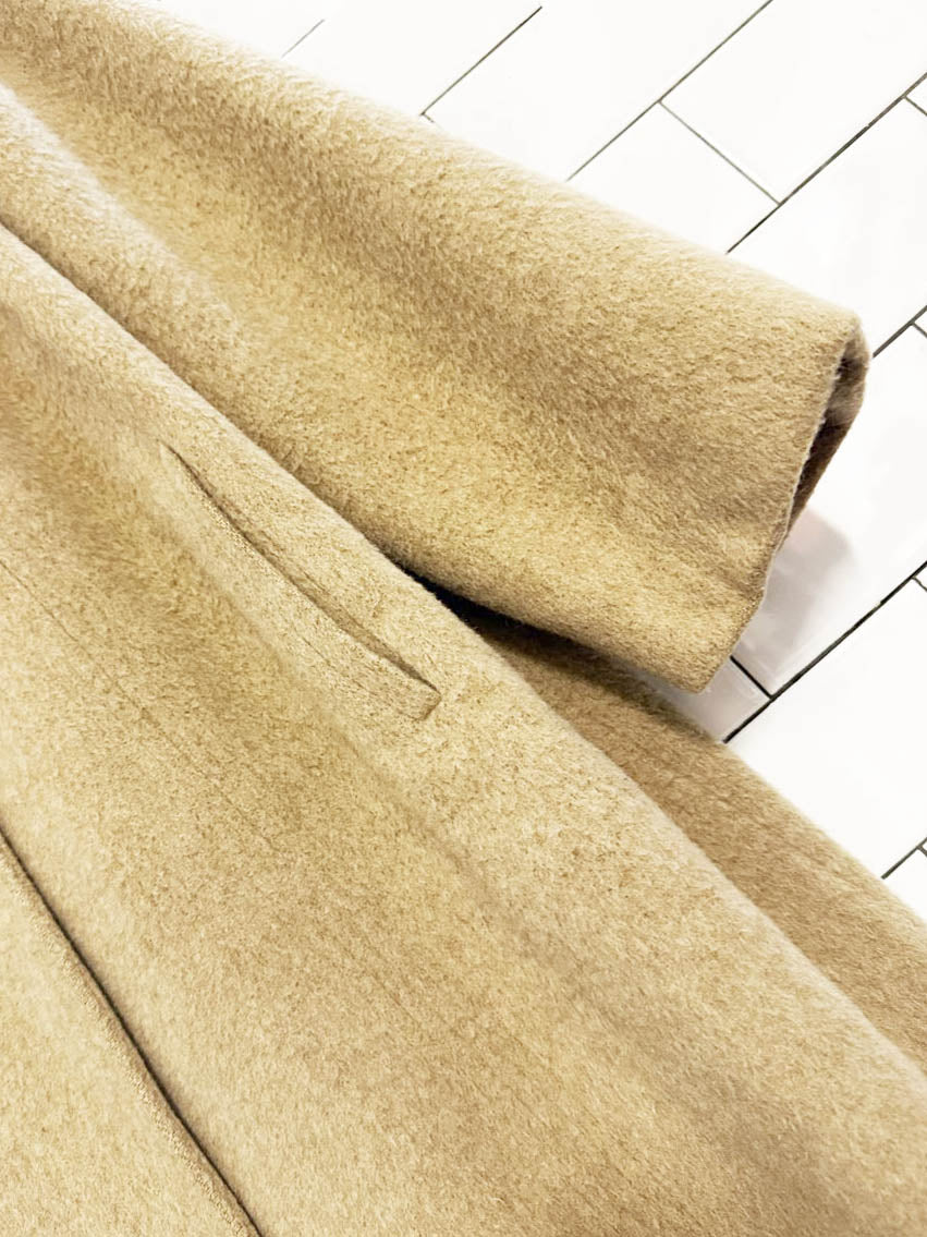 vintage tradition wool - camel shaved stripe detail coat | made in Canada - good market thrift store
