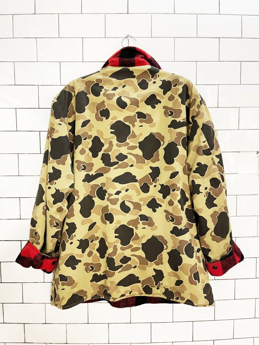 vintage trailways wool - blend flannel reversible duck camo chore coat | made in Canada - good market thrift store