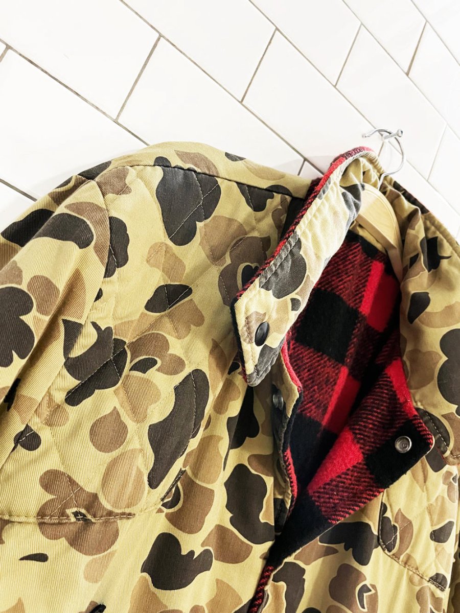vintage trailways wool - blend flannel reversible duck camo chore coat | made in Canada - good market thrift store