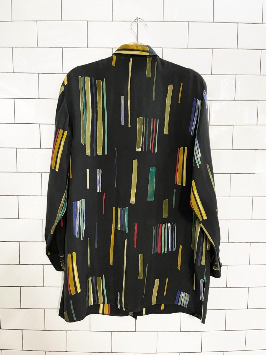 vintage tru abstract button down shirt | shell buttons - good market thrift store