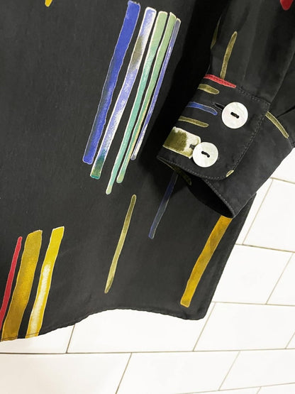 vintage tru abstract button down shirt | shell buttons - good market thrift store