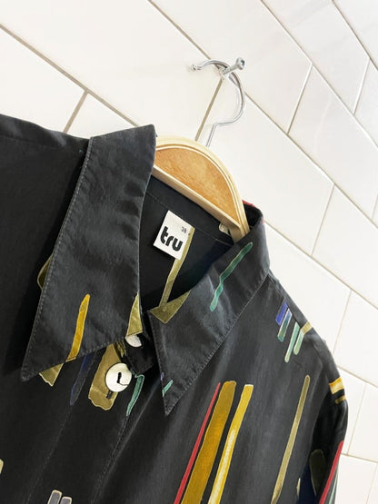 vintage tru abstract button down shirt | shell buttons - good market thrift store