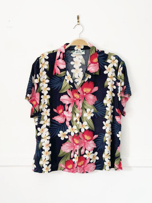 vintage two palms hawaiian full button resort shirt | made in USA - good market thrift store