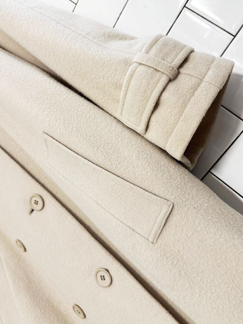 vintage upper east wool - cashmere double breasted belted trench coat | the perfect company - good market thrift store