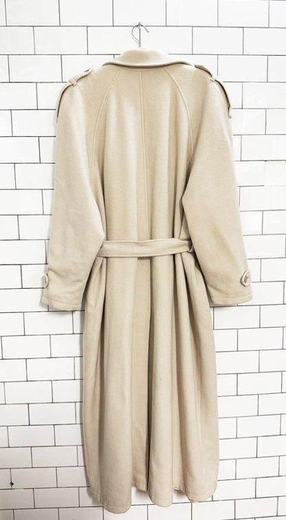 vintage upper east wool - cashmere double breasted belted trench coat | the perfect company - good market thrift store