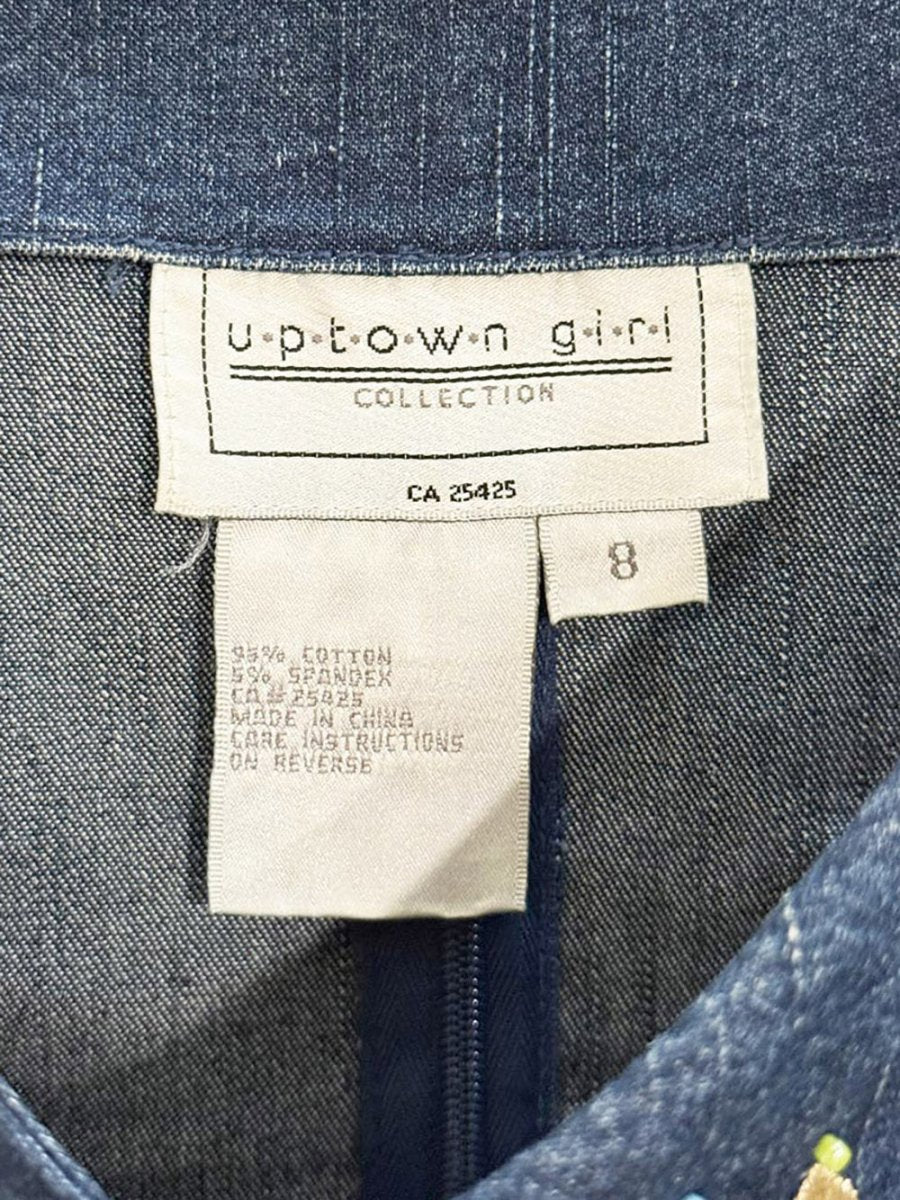 vintage uptown girl bedazzled gem denim tank top - good market thrift store