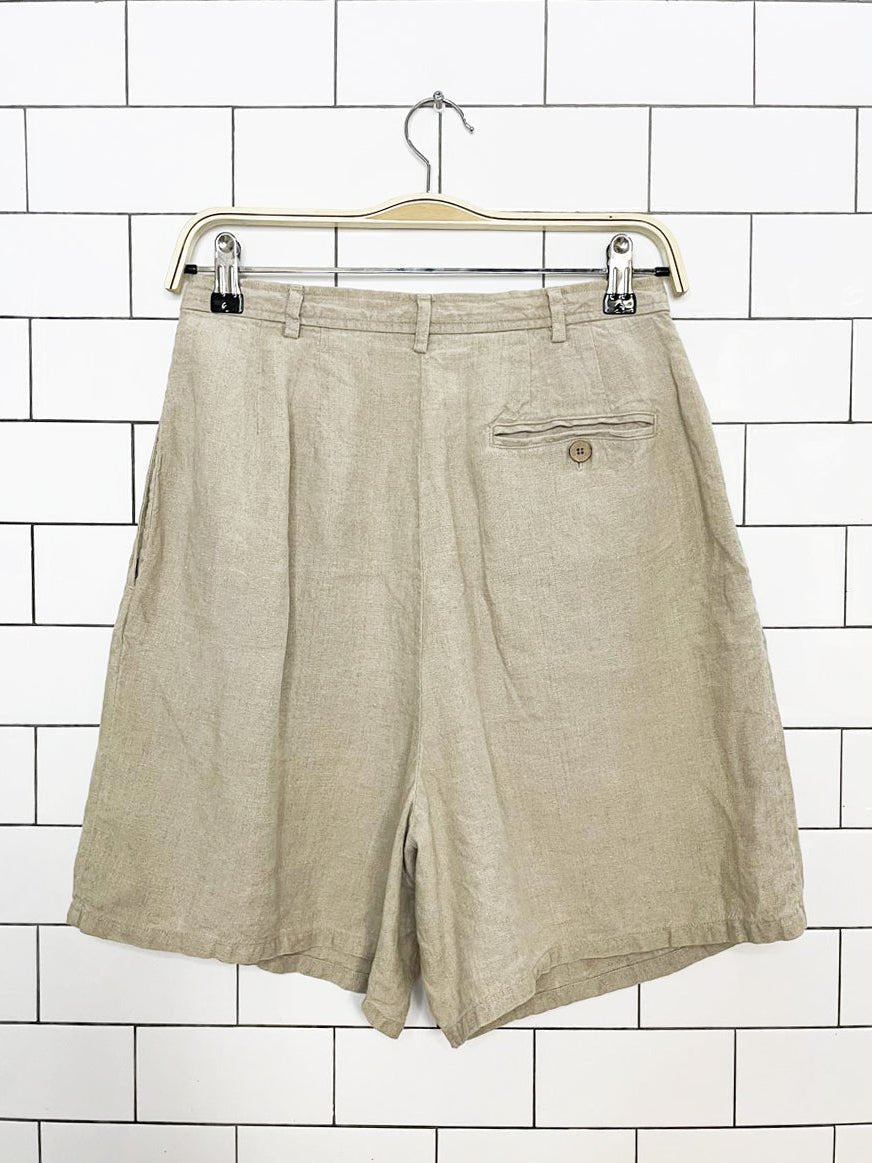 vintage valerie stevens sport 100% linen pleated trouser shorts - good market thrift store
