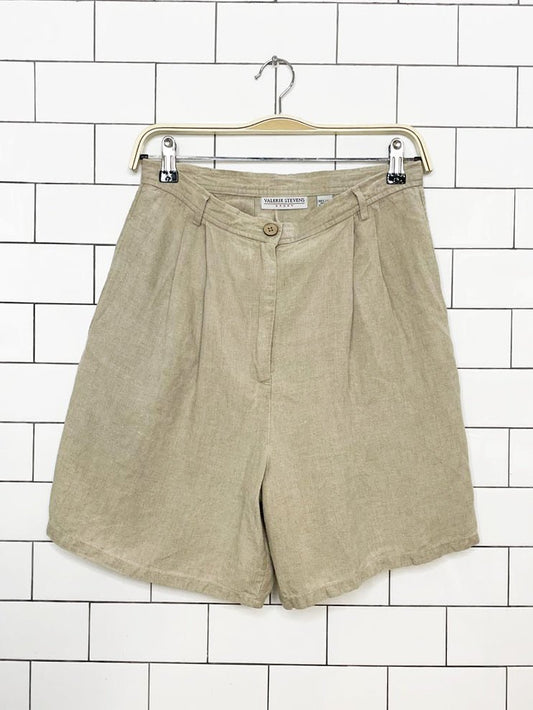 vintage valerie stevens sport 100% linen pleated trouser shorts - good market thrift store
