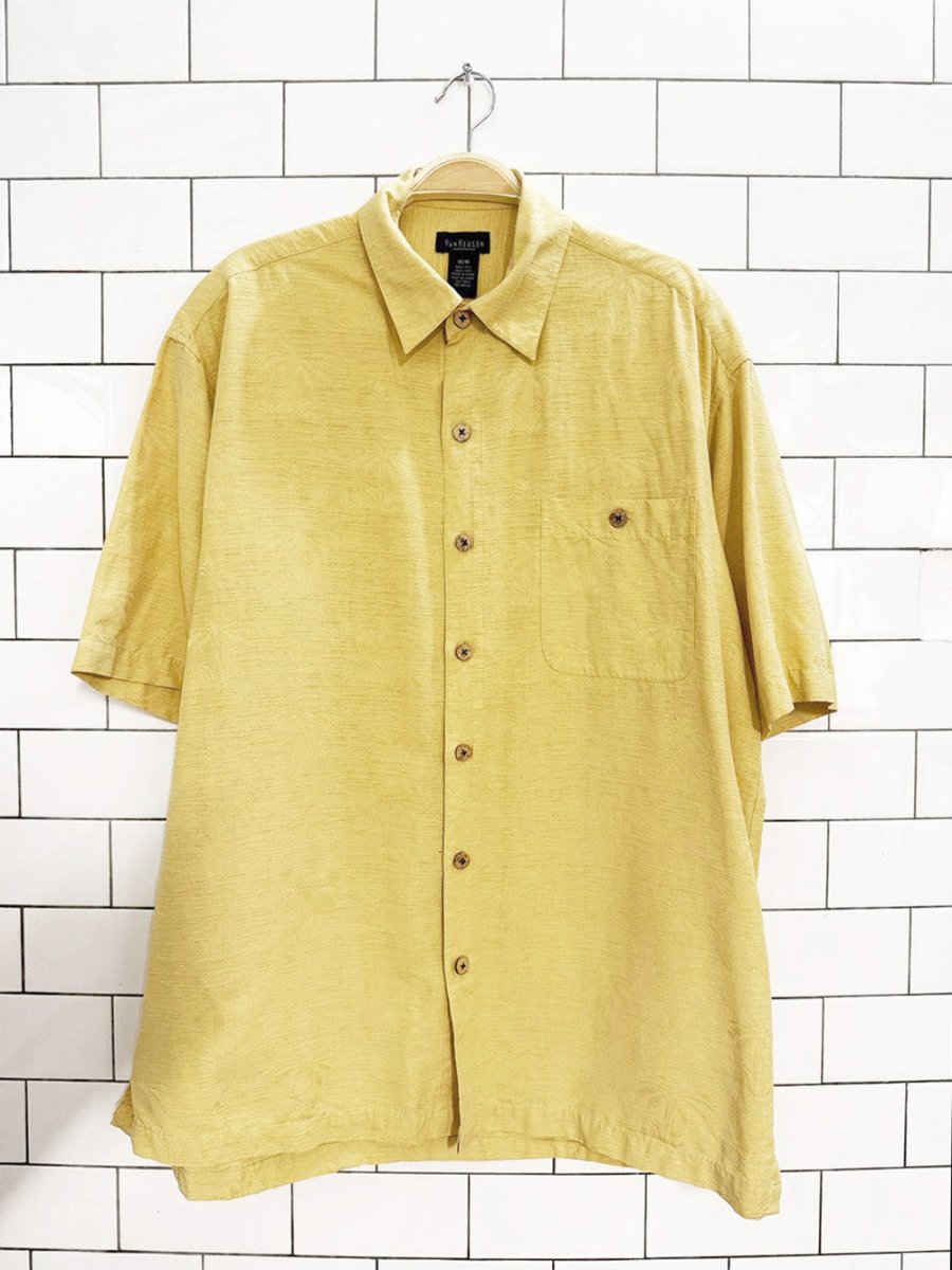 vintage van heusen 100% silk palm cabana shirt - good market thrift store