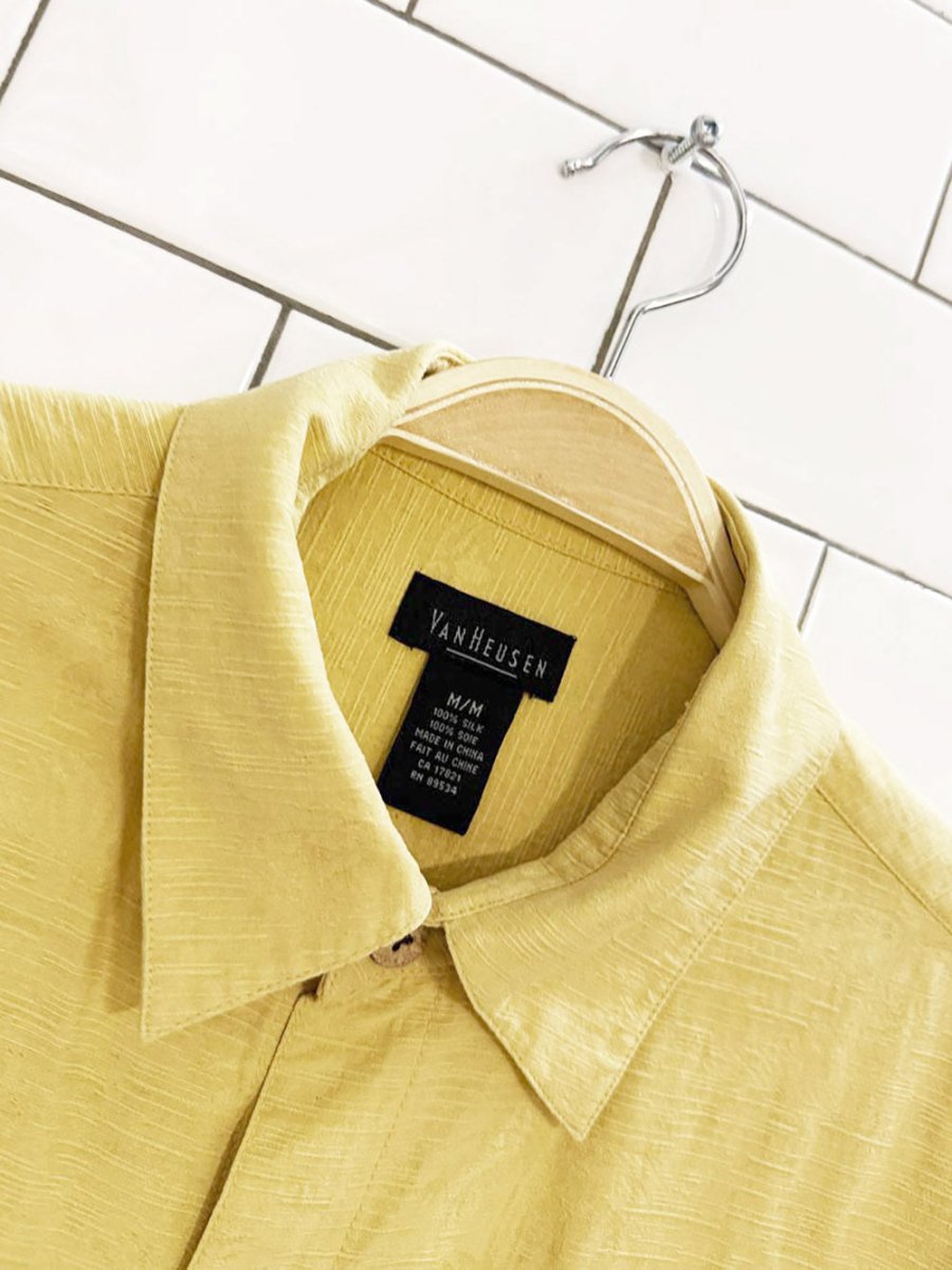 vintage van heusen 100% silk palm cabana shirt - good market thrift store