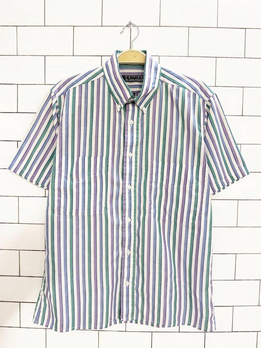 vintage van heusen striped full button shirt | editions - good market thrift store