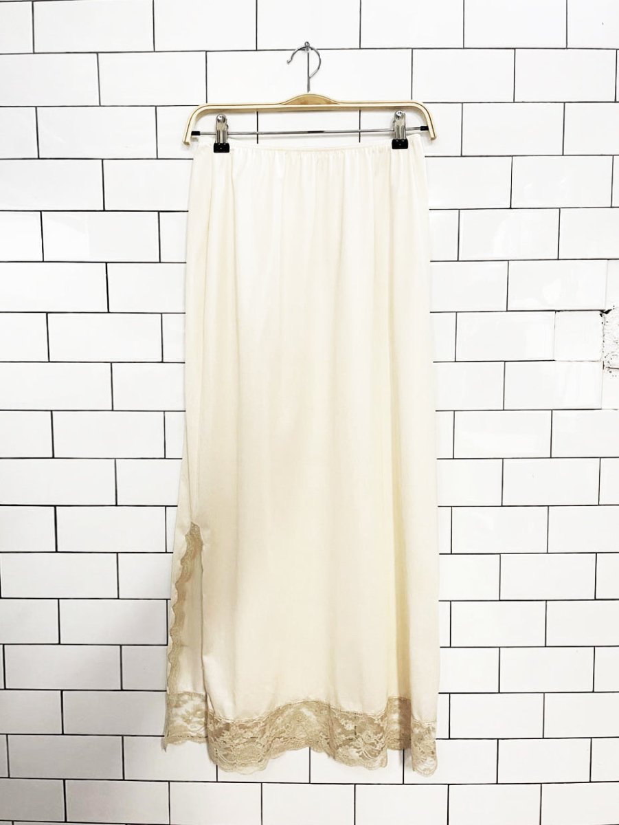 vintage van roalte lace side slit maxi slip skirt | made in usa - good market thrift store