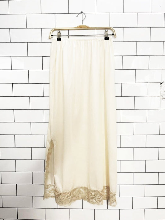vintage van roalte lace side slit maxi slip skirt | made in usa - good market thrift store