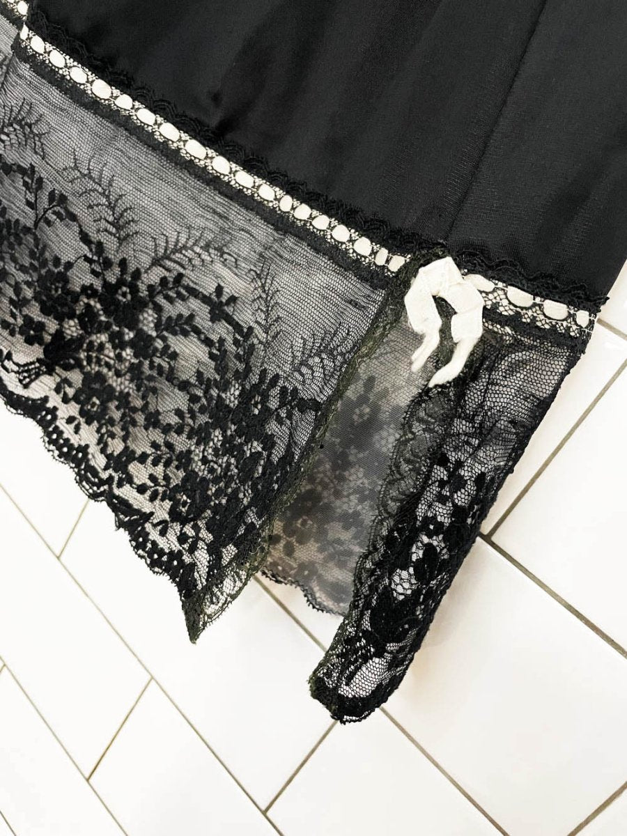 vintage van roalte lace trim satin poly slip mini skirt - good market thrift store